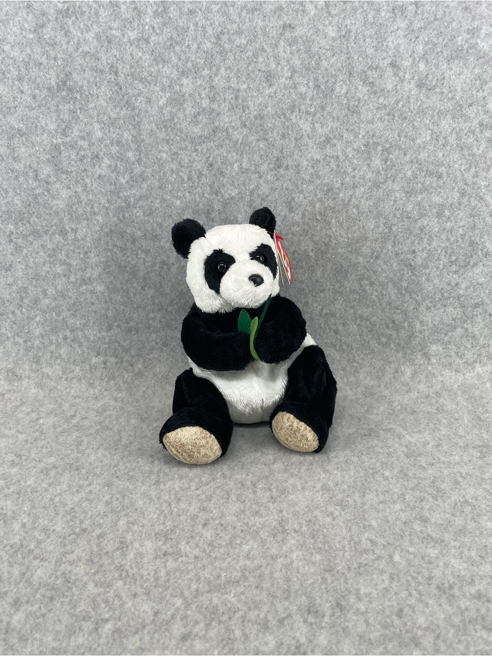 Ty Classic Plush Panda Holding leaves - Cute Black and white plush
